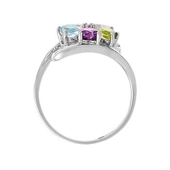 Bague ' Eglantine' Or blanc et Multipierres
