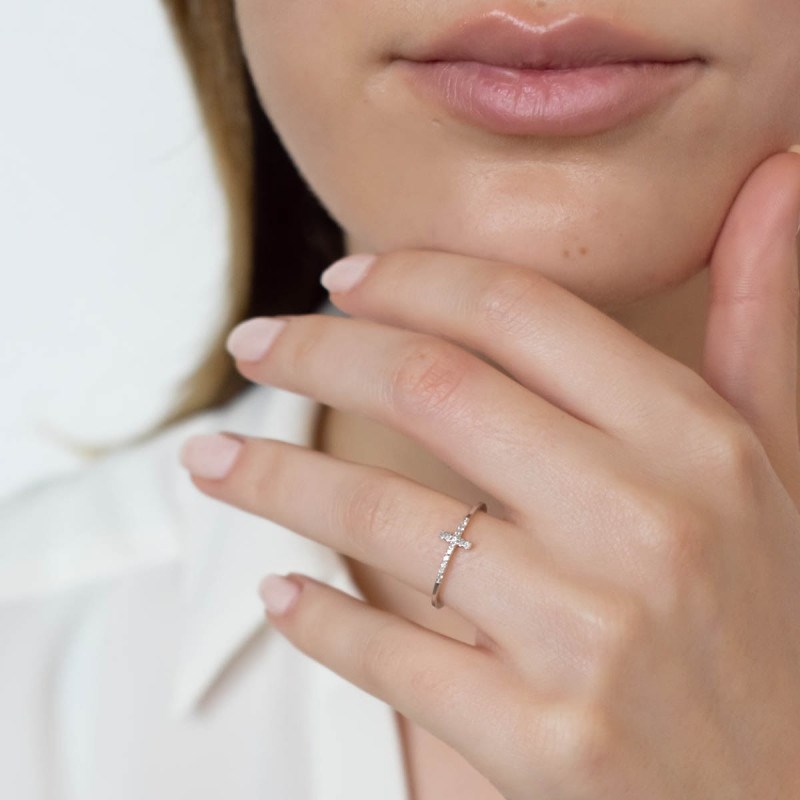 Bague ' Colombe' Or blanc et Diamant - vue 2