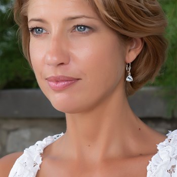 Elegant Blue Topaz Pear Earrings on 925 Sterling Silver | Aden Bijoux