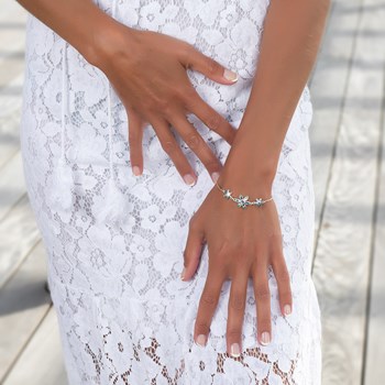 Bracelet ADEN réglable Nacre abalone 3 fleurs  Argent 925-000 rhodié