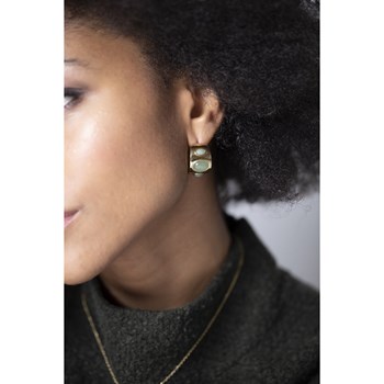 Demi-créoles en Acier 316L et aventurine naturelle - jaune brillant