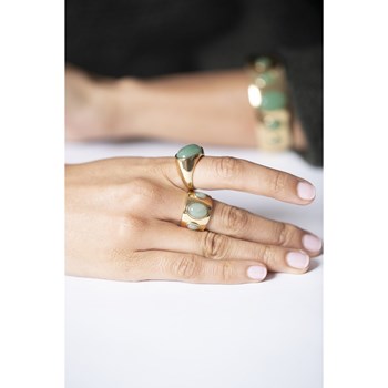 Bague en Acier 316L et aventurine naturelle - jaune brillant
