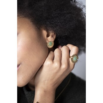 Bague en Acier 316L et aventurine naturelle - jaune brillant