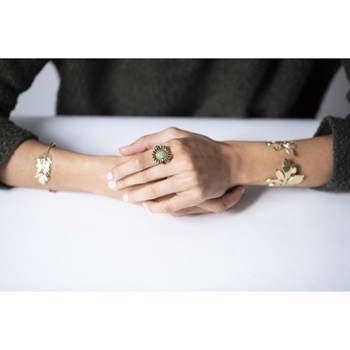 Bague en Acier 316L et aventurine naturelle - jaune brillant