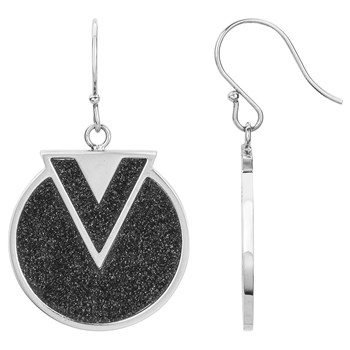Boucles d'oreilles pendantes en Acier 316L et glitter - blanc brillant