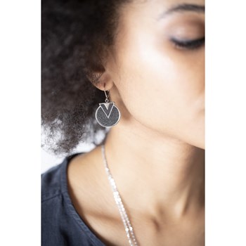Boucles d'oreilles pendantes en Acier 316L et glitter - blanc brillant