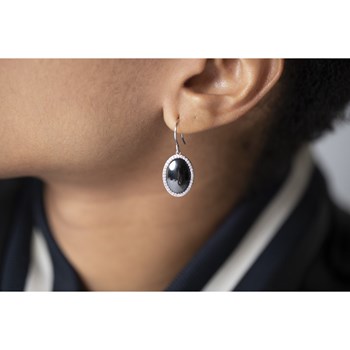 Boucles d'oreilles pendantes en Argent 925 millièmes et oxyde de zirconium - blanc brillant
