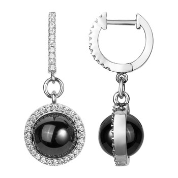 Boucles d'oreilles pendantes en Argent 925 millièmes et oxyde de zirconium - blanc brillant