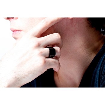 Bague en Acier 316L - noir brillant