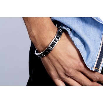 Bracelet en Acier 316L et carbone - noir brillant