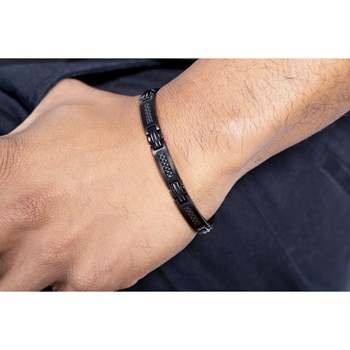 Bracelet en Acier 316L et carbone - noir brillant