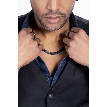 Collier en Acier 316L et carbone - noir brillant