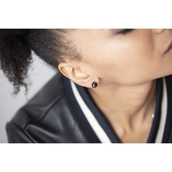Boucles d'oreilles clous en Argent 925 millièmes et céramique - blanc brillant