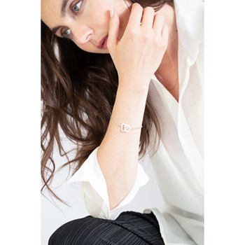 Bracelet souple mono-motif en Argent 925 millièmes et céramique - blanc brillant