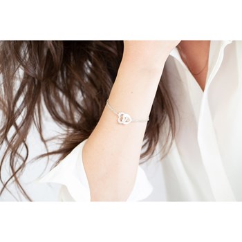 Bracelet souple mono-motif en Argent 925 millièmes et céramique - blanc brillant