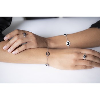 Bracelet souple multi-motifs en Argent 925 millièmes et céramique - blanc brillant