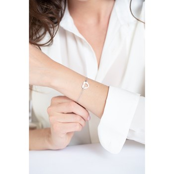 Bracelet souple mono-motif en Argent 925 millièmes et céramique - blanc brillant