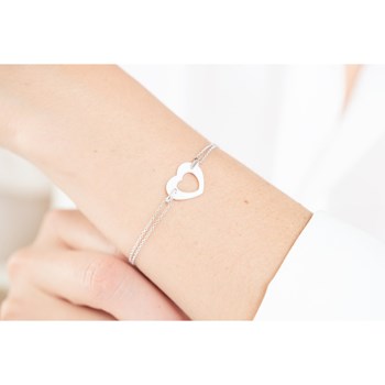 Bracelet souple mono-motif en Argent 925 millièmes et céramique - blanc brillant