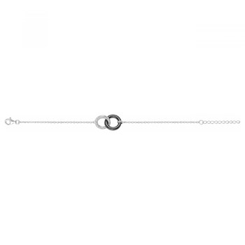 Bracelet souple mono-motif en Argent 925 millièmes et céramique - blanc brillant
