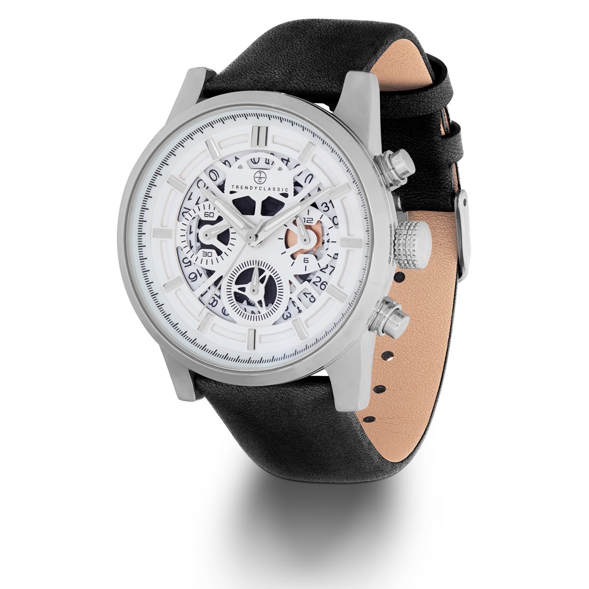 Montre chronographe squelette avec date bracelet cuir collection horlogère française OCTAVE - vue 2