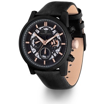 Montre chronographe squelette avec date bracelet cuir collection horlogère française OCTAVE