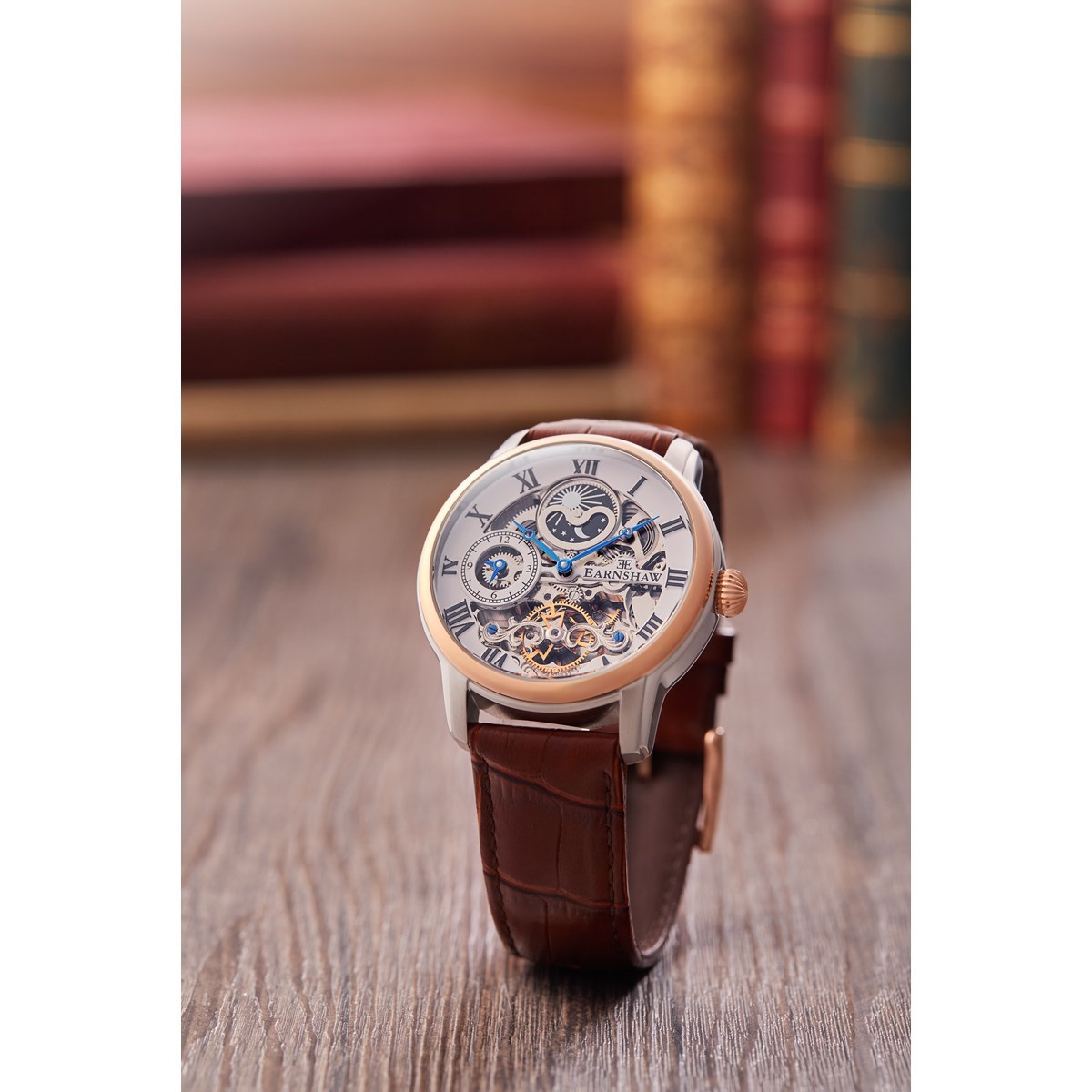 Montre automatique boîtier rond bracelet cuir véritable EARNSHAW LONGITUDE - vue 3