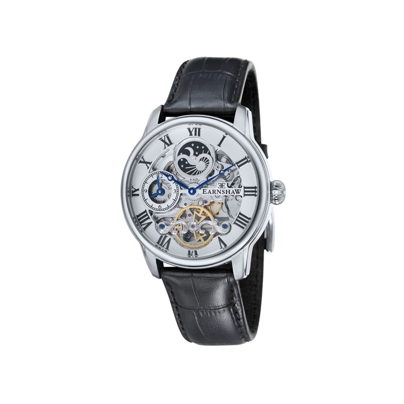 Montre homme automatique squelette Earnshaw - Bracelet cuir - Multifonctions - Longitude