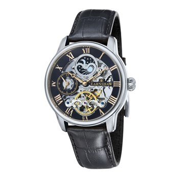Montre automatique boîtier rond bracelet cuir véritable EARNSHAW LONGITUDE