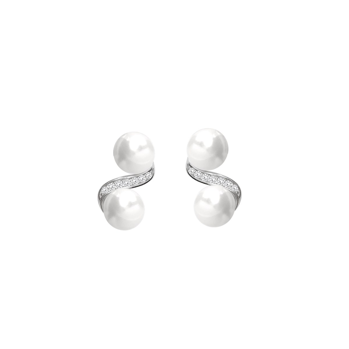 Boucles d'oreilles argent 925 oxyde et perle fantaisie