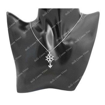 Collier croix Huguenote croix protestante Argent 925 Rhodié