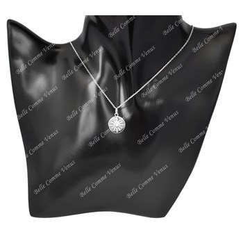 Zirconium Oxide Sun Medal Necklace 925 Rhodium Silver