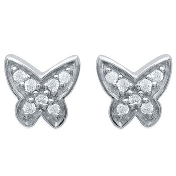 Boucles d'oreilles papillon oxyde de zirconium Argent 925 Rhodié