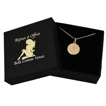 Necklace medal sun zirconium oxide GOLD plated 750 3 microns