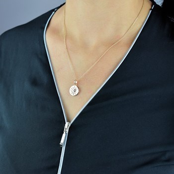 Necklace medal sun zirconium oxide GOLD plated 750 3 microns