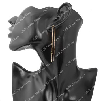 Gold-plated 750 3-micron bead chain through earrings