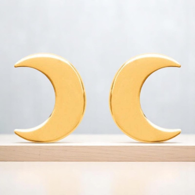 Boucles d'oreilles croissant de lune Plaqué OR 750 3 microns - vue 4