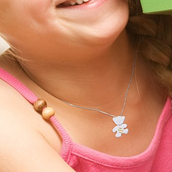 Pendentif OURSON Argent - Lettre S plaqué Or Jaune