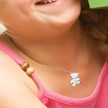 Pendentif OURSON Argent - Lettre Z plaqué Or Jaune