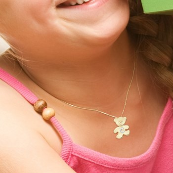 Pendentif OURSON plaqué Or Jaune - Lettre C Argent