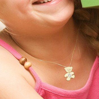 Pendentif OURSON plaqué Or Jaune - Lettre O Argent