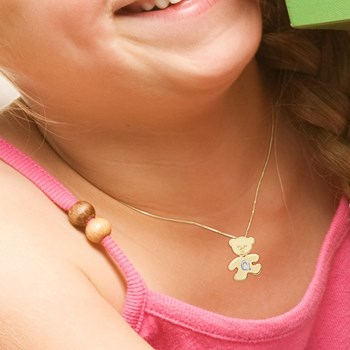 Pendentif OURSON plaqué Or Jaune - Lettre Q Argent
