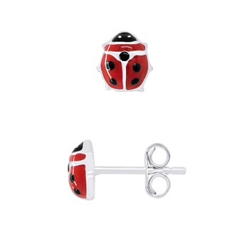 Boucles d'Oreilles COCCINELLE ROUGE - Argent 925