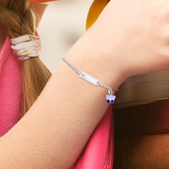 Bracelet GOURMETTE AJOURÉ COEUR & BRELOQUE PAPILLON - Argent 925