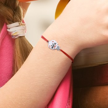 Bracelet GOURMETTE LION - Nylon orange - Argent 925