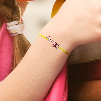 Bracelet GOURMETTE GIRAFE - Nylon jaune - Argent 925