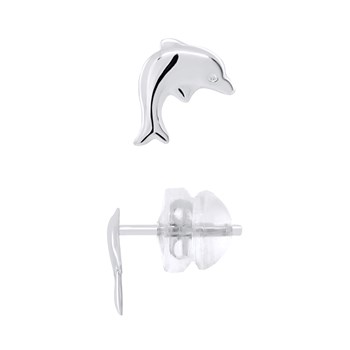 Boucles d'Oreilles DAUPHIN - Or Blanc