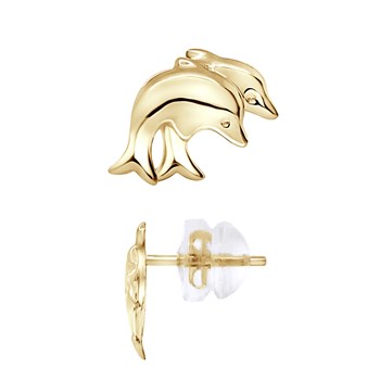 Boucles d'Oreilles 2 DAUPHINS - Or Jaune