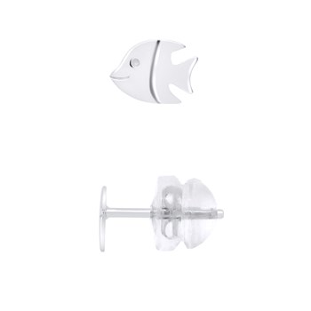 Boucles d'Oreilles POISSON - Or Blanc
