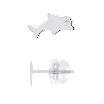 Boucles d'Oreilles DAUPHIN - Or Blanc