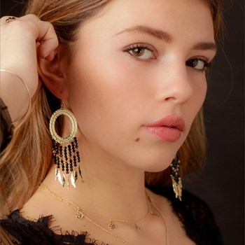 Boucles d'oreilles Indiana Agate noire